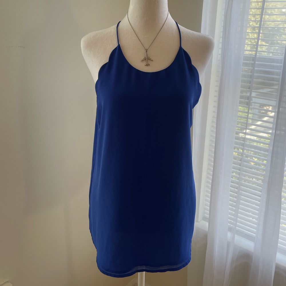 Royal blue scallop shirt